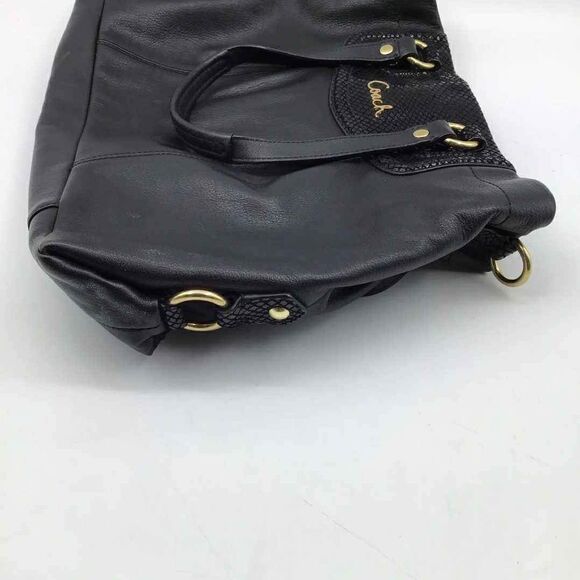 Coach Designer Leather Black/Gold Shoulder Handbag Purse - Picture 8 of 8